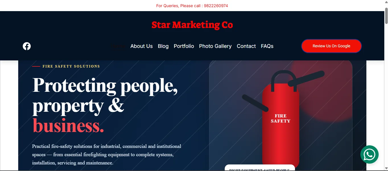 Star Marketing Co fire safety website homepage